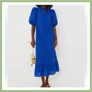 Tuckernuck Cobalt Blue Eyelet Tryall Midi Dress